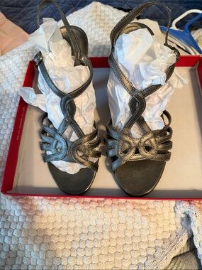 Kenneth Cole Reaction  Metallic Strappy Dress Sandals - Gunmetal